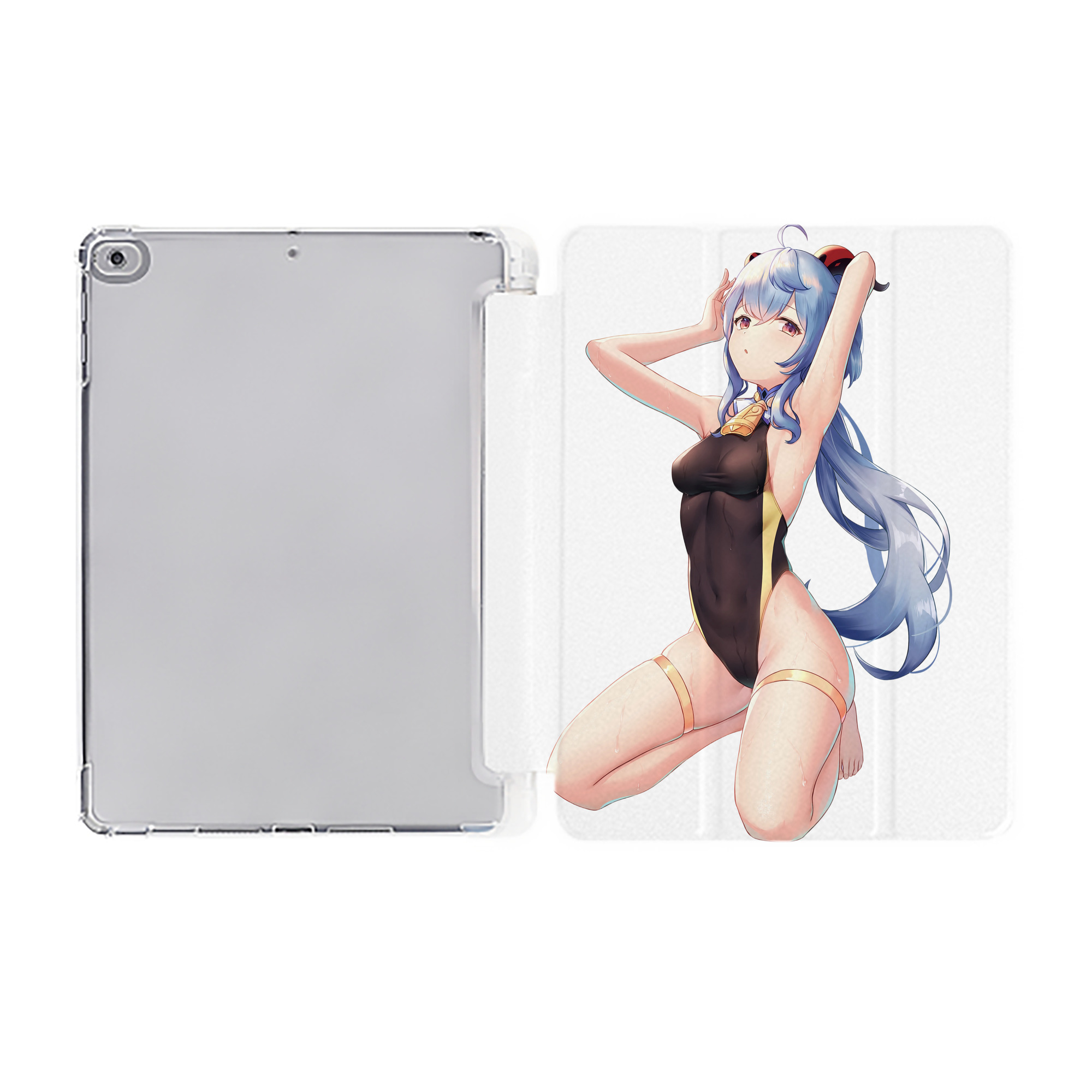 げんし神 甘雨 かんう genshin Ganyu IPad ケース ペン収納付き 三つ折りスタンド PUレザー×シリコン 対応機種9.5/10.5/10.9インチ